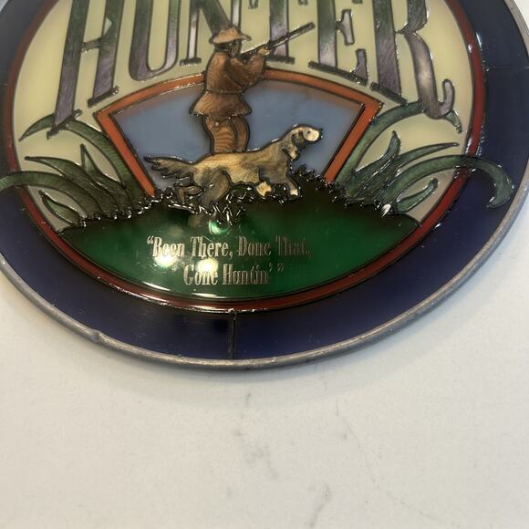 GENUINE‎ ANTIQUE HUNTER Stained Glass Round Wall Hanger Artist ANDE ROONEY - Picture 5 of 12